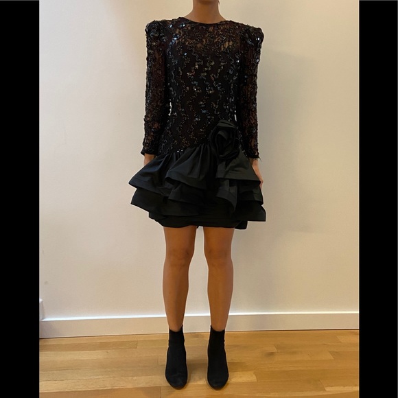 Vintage mini ruffle lace dress sz 4 - Picture 1 of 6